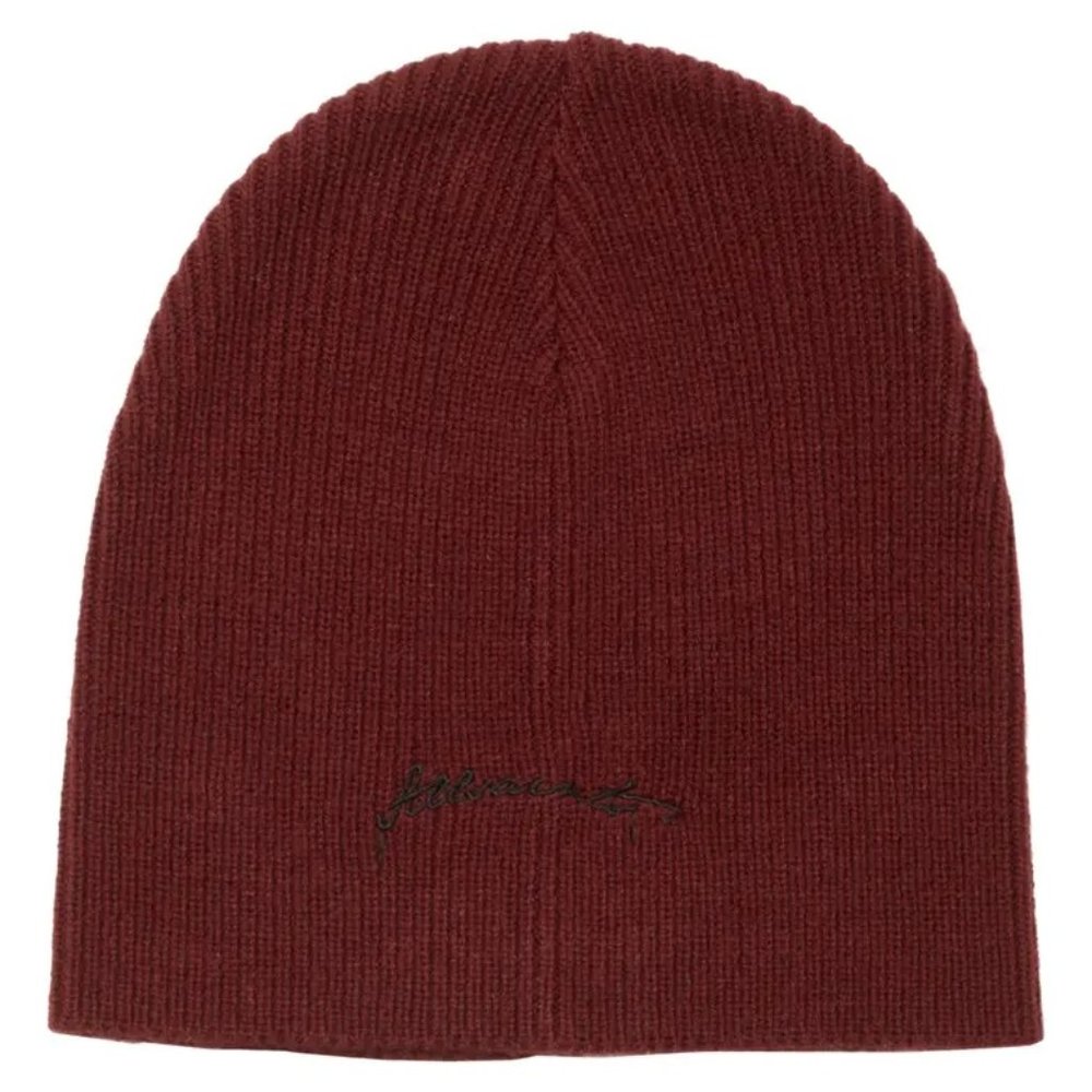 NWT ALLSAINTS Embroidered Script Logo Beanie Burgundy Red